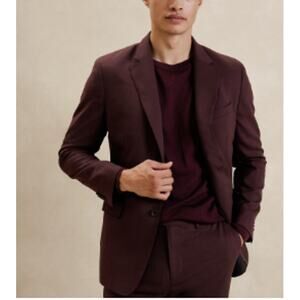 Banana Republic Factory Tailored Fit Twill Suit Jacket Burgundy Men Size 40R